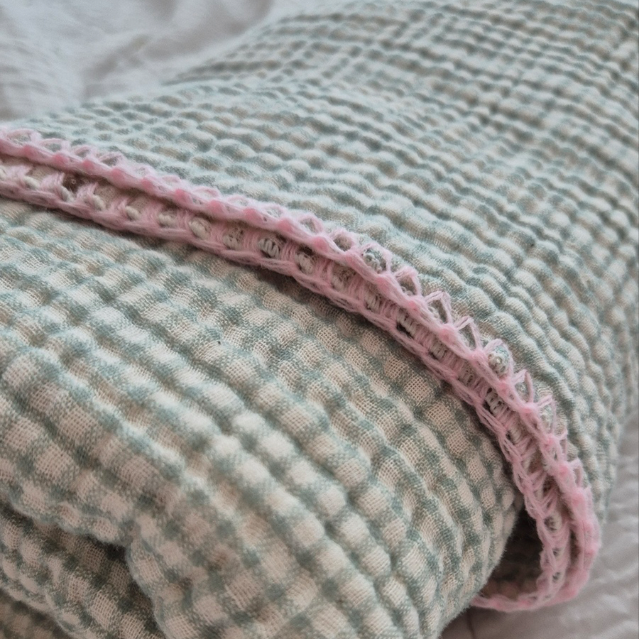 Organic Blanket-London Cottage Mint Brown