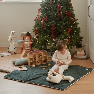 Organic Nap Mat and Blanket Set-Kensington Green and Beige