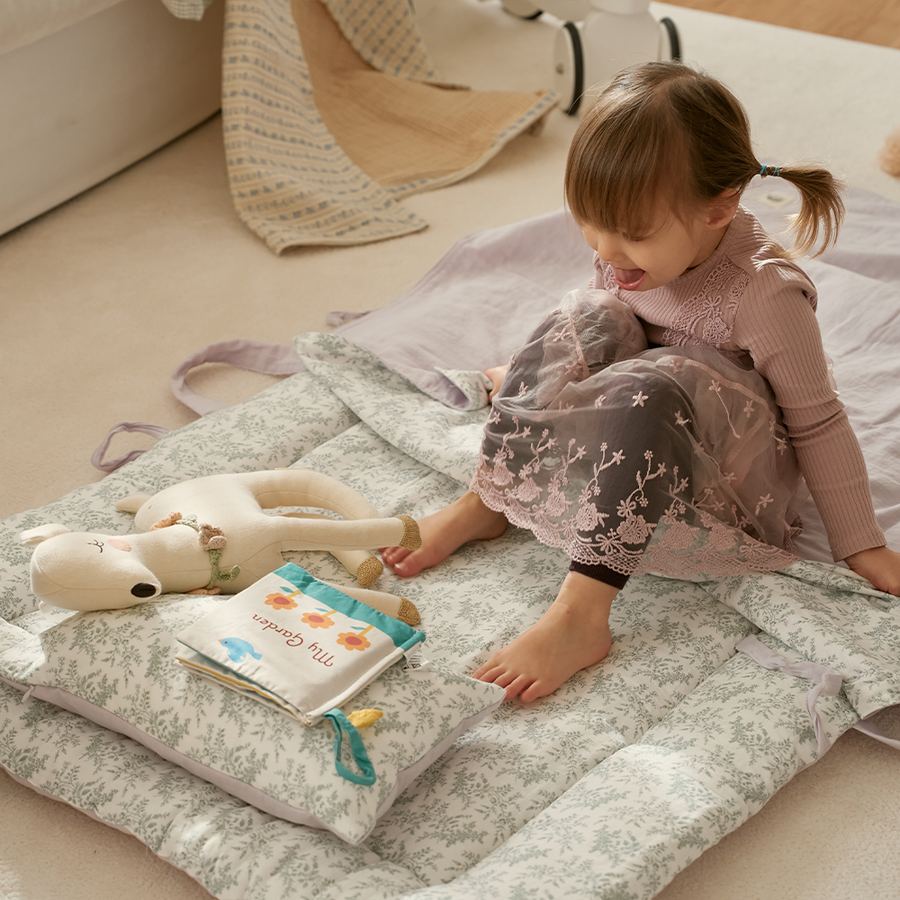 Organic Nap Mat and Blanket Set-Provance Lavender Field