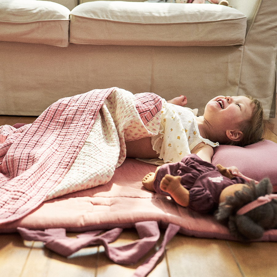 Organic Nap Mat and Blanket Set -London Cottage Pink Blossom