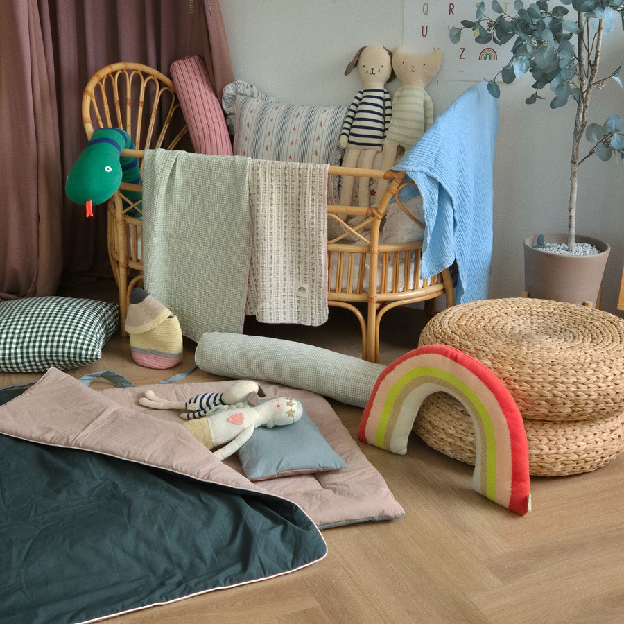 Organic Nap Mat and Blanket Set-Kensington Green and Beige